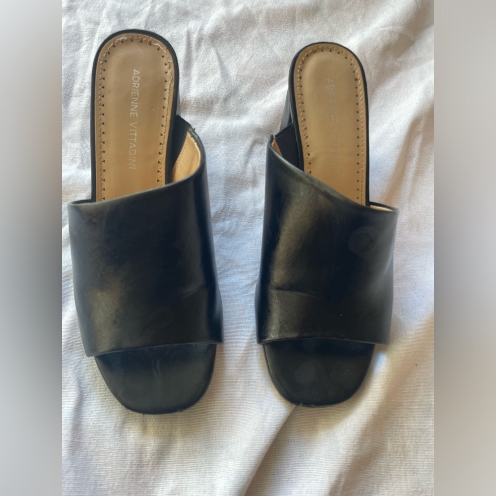 Adrienne Vittadini Black Open-Toe Mules - Picture 2 of 12